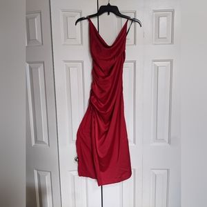 Red scooped dress